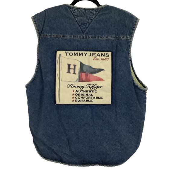 Vintage Tommy Hilfiger Plaid Men's Rare 90's Sherpa Blue Red White Vest Large - Picture 6 of 10